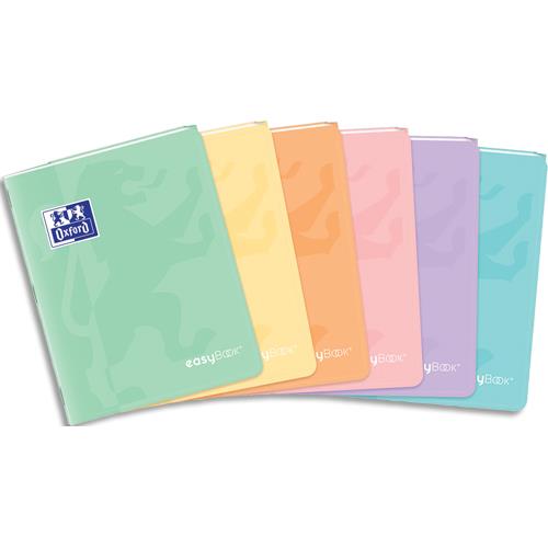 [451629] OXFORD Cahier easyBook couverture PP reliure piqûre 96pages Seyès format 17x22cm. Coloris assorti pastel