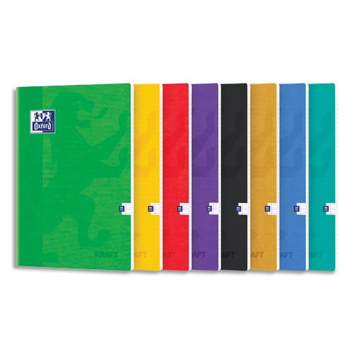 [451643] OXFORD Cahier Color Life piqûre 96 pages Seyès format 24x32cm. Carte kraft recyclé. Coloris assortis