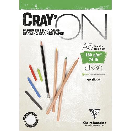 [454219] CLAIREFONTAINE Bloc CrayON Encollé A5 30F 160g
