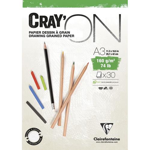 [454224] CLAIREFONTAINE Bloc CrayON Encollé A3 30F 160g