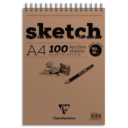 [454284] CLAIREFONTAINE Bloc Sketch croquis RI A4 100F 90g blanc