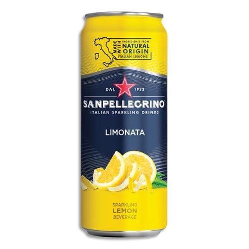 [218160] SAN PELLEGRINO Canette 33 cl de jus pétillant minérale aromatisé Limonata Citron à base de concentré