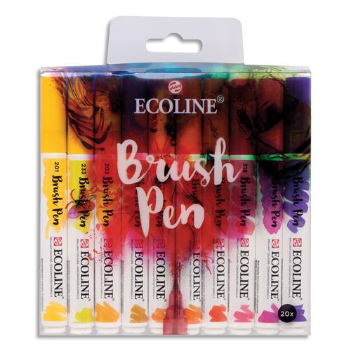 [454945] ECOLINE Set de 20 feutres pinceaux aquarelle BRUSH PEN, couleurs assorties
