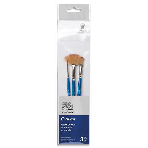 [456284] WINSOR & NEWTON Set de Pinceaux Cotman x3 rond 2/ lavis plat 6MM/ éventail 4
