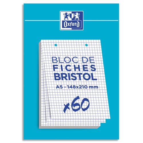 [457914] OXFORD Bloc de 60 feuilles BRISTOL OXFORD perforées 14,8 x 21 cm 210g 5x5 Blanc