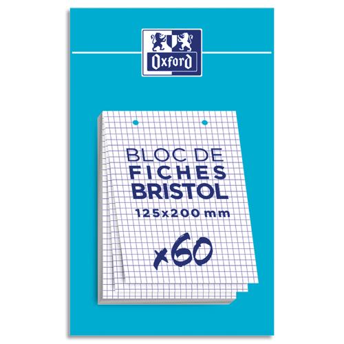 [457921] OXFORD Bloc de 60 feuilles BRISTOL OXFORD perforées 12,5 x 20 cm 210g 5x5 Blanc