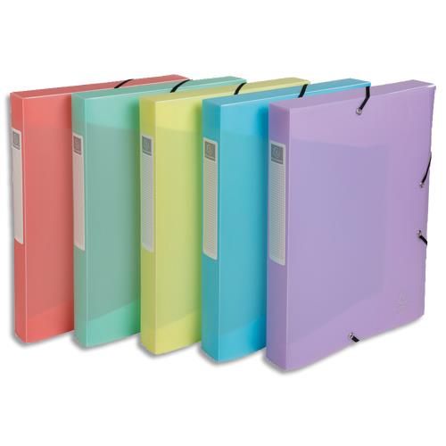 [457960] EXACOMPTA Boîte de classement CHROMALINE en polypro 7/10ème, dos de 4cm, 25x33cm. Assortis pastel