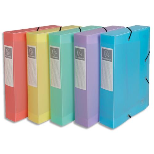 [457964] EXACOMPTA Boîte de classement CHROMALINE en polypro 7/10ème, dos de 6cm, 25x33cm. Assortis pastel