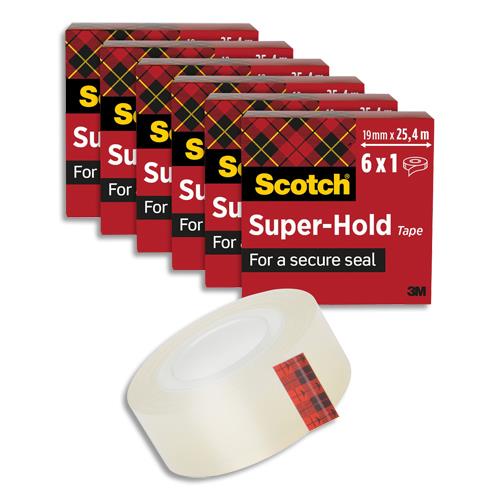 [458329] SCOTCH Lot de 6 rubans à cacheter Super-Hold Scotch® 19 mm x 25,4 m