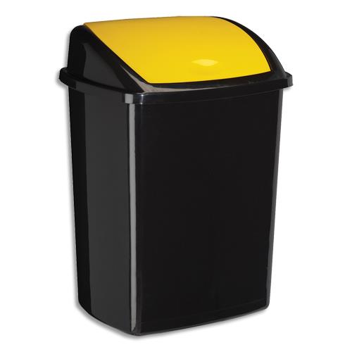 [458351] CEP Poubelle à couvercle basculant jaune 50 litres, en polypropylène recyclable L40,5 x H68,5 x P31 cm