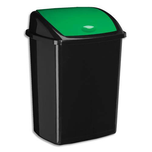 [458353] CEP Poubelle à couvercle basculant vert 50 litres, en polypropylène recyclable L40,5 x H68,5 x P31 cm
