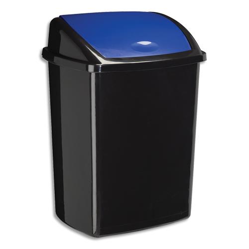 [458355] CEP Poubelle à couvercle basculant bleu 50 litres, en polypropylène recyclable L40,5 x H68,5 x P31 cm