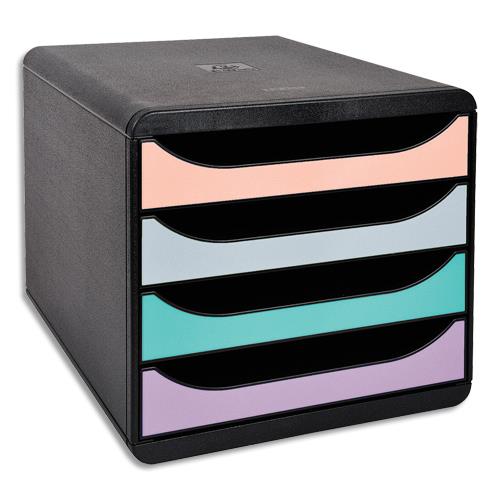 [458479] EXACOMPTA Big-Box AQUAREL 4 tiroirs Jusqu'au format A4+ Dim (lxhxp): 27,8x26,7x34,7 cm Noir/Pastel glossy