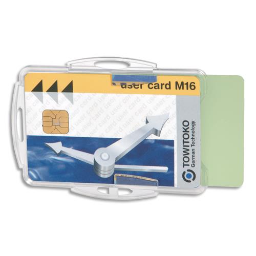 [218586] DURABLE Boîte 10 Porte-badges ouvert pour 2 cartes format portrait ou paysage - L85 x H54mm - Transparent