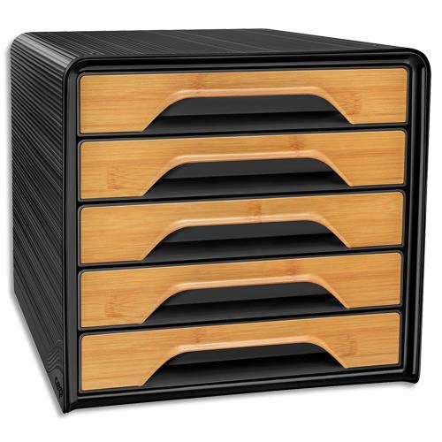 [458651] CEP Module de classement SILVA SMOOVE 5 tiroirs. Dimensions (l x h x p): 36 x 27 x 28,8 cm. Noir/Bambou