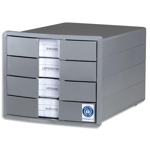 [458700] HAN Module classement IMPULS KARMA 4 tiroirs. En PS recyclé. Ange Bleu. Dim (lxhxp): 28x23,5x36,7cm. Gris