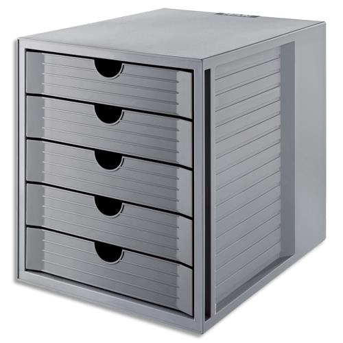 [458703] HAN Module classement Systembox Karma 5 tiroirs PS recyclé. Ange Bleu. Dim (lxhxp) : 27,5x32x33 cm. Gris