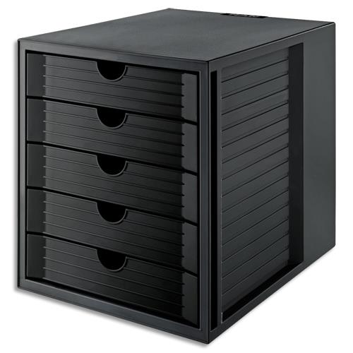 [458706] HAN Module classement Systembox Karma 5 tiroirs PS recyclé. Ange Bleu. Dim (lxhxp) : 27,5x32x33 cm. Noir