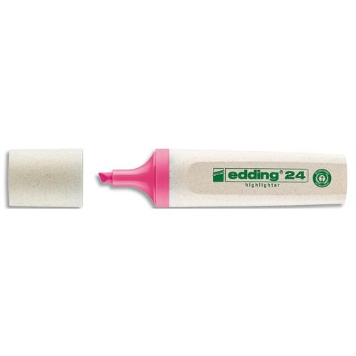 [458718] EDDING Surligneur ECOLINE-24 pointe biseautée a une largeur de trait de 2 à 5 mm. Couleur rose