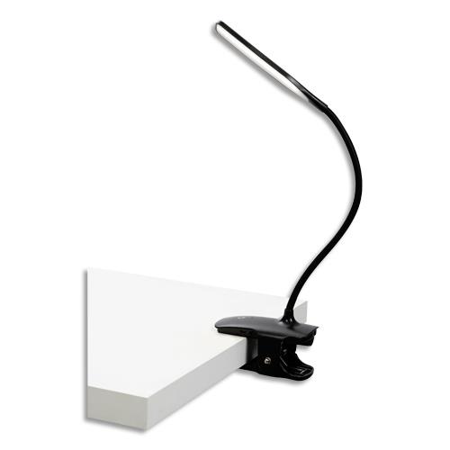 [458723] ALBA Lampe ss fil LEDCLIP ABS, silicone 3 niveaux d'intensité Tête:15x3 cm Bras:26 cm Base:12x6 cm. Noire (dont eco-taxe de 0,26 €)