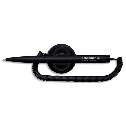 [458827] SCHNEIDER Stylo-bille Klick-Fix-Pen, pointe M, encre noire, corps noir, avec socle et chaînette