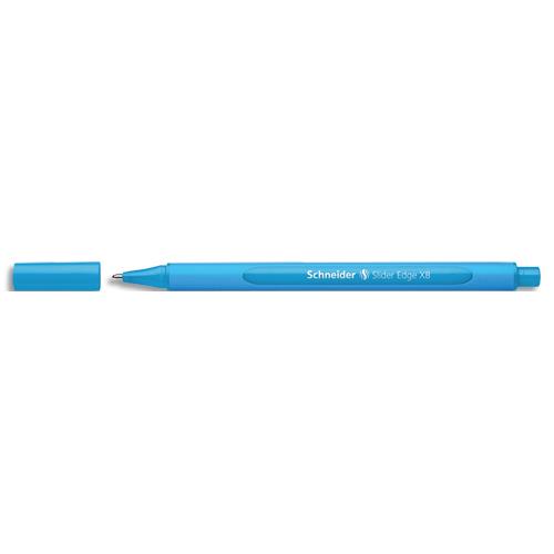 [458833] SCHNEIDER Stylo bille SLIDER EDGE capuchon, pointe large, corps triangulaire, encre indélébile Bleu clair