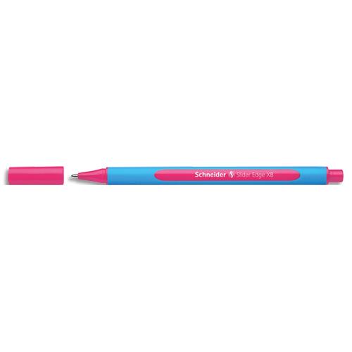 [458834] SCHNEIDER Stylo bille SLIDER EDGE capuchon, pointe large, corps triangulaire, encre indélébile Rose