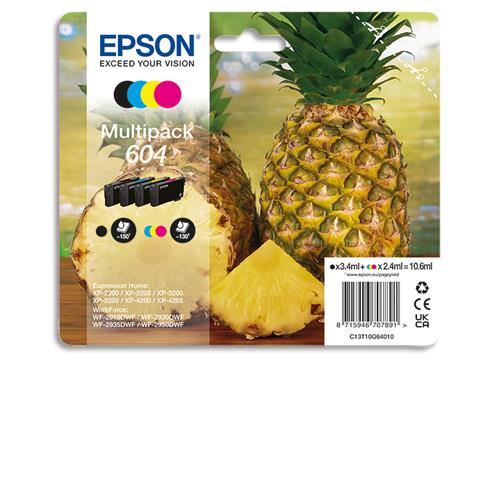 [458843] EPSON Pack de 4 cartouches Jet d'Encre ANANAS 604 (T10G6) C13T10G64010