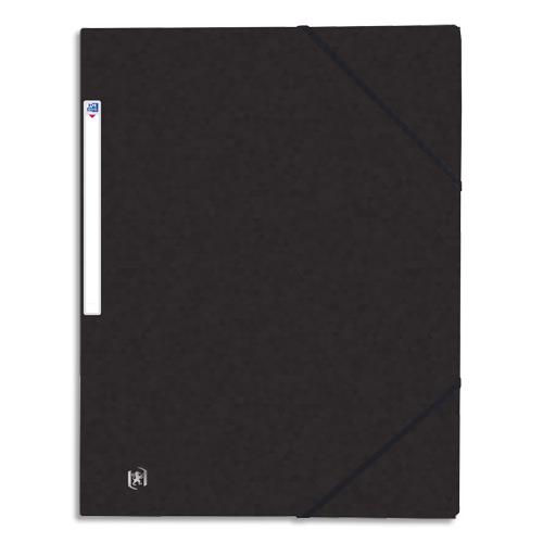 [033058] OXFORD Chemises 3 rabats à élastiques Top File en carte lustrée 5/10e,390g. Format A4. Coloris Noir