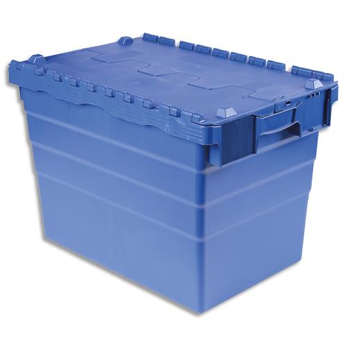 [458953] VISO Bac de rangement navette 78L polypropylène Bleu, gerbable et emboîtable, poignées, Dim 60x40X41,6cm