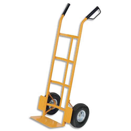 [458956] VISO Diable de manutention jaune en acier avec 2 roues, bavette 210 x 360 mm. Charge maximale de 200 kg