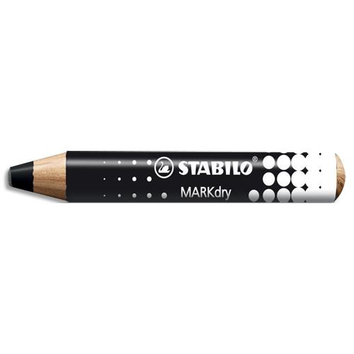 [459001] STABILO Marqueur bois MARKdry pour tableaux blanc. Effaçable à sec sur surfaces lisses non poreuses Noir