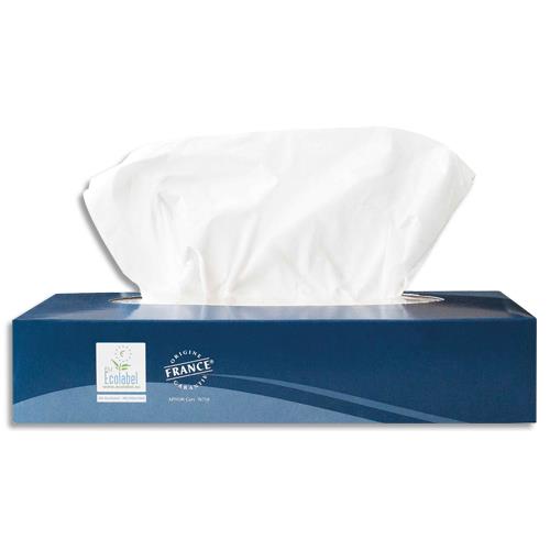 [459087] Boîte de 100 mouchoirs blancs 100 feuilles, 2 plis lisses, dimensions : 19,7 x 20 cm