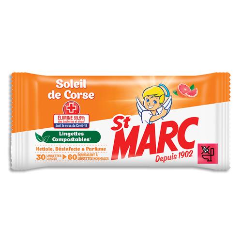 [459184] ST MARC Paquet de 30 Lingettes antibactériennes parfum Soleil de Corse