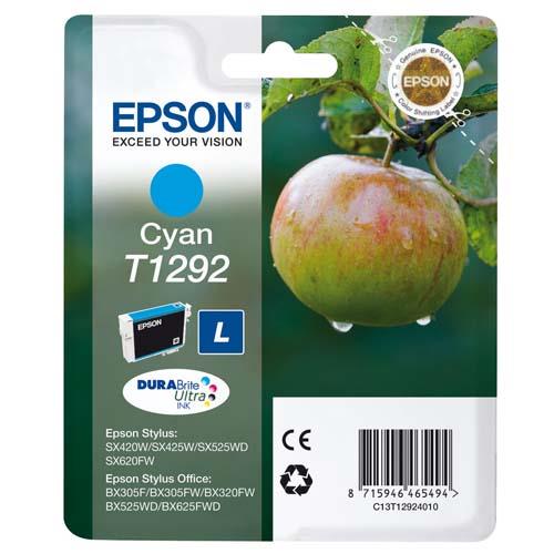 [219375] EPSON Cartouche Jet d'Encre DURABrite Ultra Cyan ''Pomme'' (T1292) - C13T12924012 (dont eco-taxe de 0,01 €)