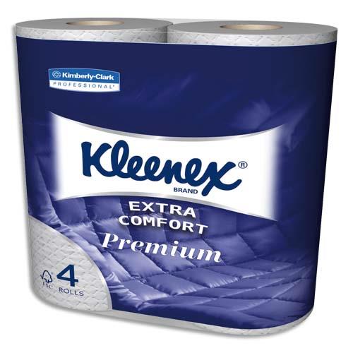 [219387] KLEENEX Paquet de 4 rouleaux de papier toilette 4 plis 160 formats coloris Blanc
