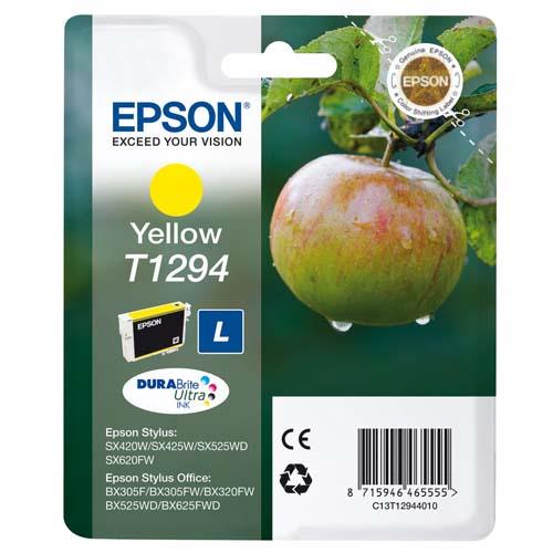 [219391] EPSON Cartouche Jet d'Encre DURABrite Ultra Jaune ''Pomme'' (T1294) - C13T12944012 (dont eco-taxe de 0,01 €)