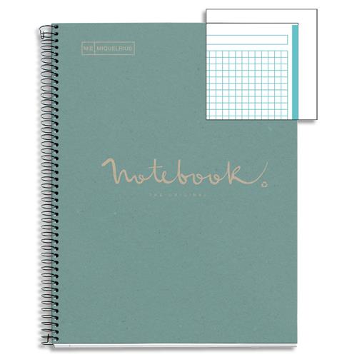 [459274] MIQUELRIUS Cahier carte spirale ECO EMOTION 21x29,7cm 160 pages 80g 5x5. Coloris bleu