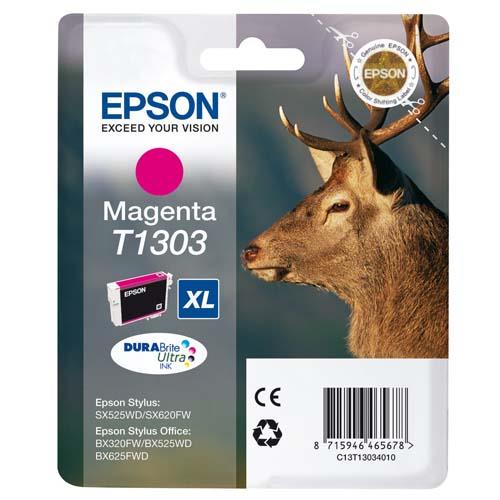 [219423] EPSON Cartouche Jet d'Encre DURABrite Ultra Magenta (XL) ''Cerf'' (T1303) - C13T13034012 (dont eco-taxe de 0,01 €)