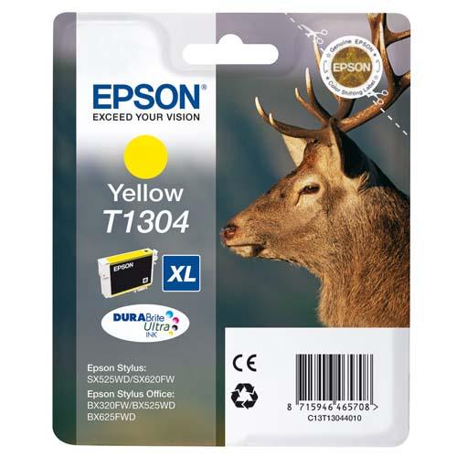 [219431] EPSON Cartouche Jet d'Encre DURABrite Ultra Jaune (XL) ''Cerf'' (T1304) - C13T13044012 (dont eco-taxe de 0,01 €)