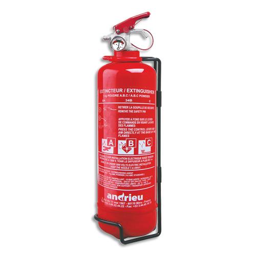 [459359] WONDAY Extincteur à poudre 1Kg ABC Rouge, pression permanente avec manomètre. Durée fontionnement 7,13S