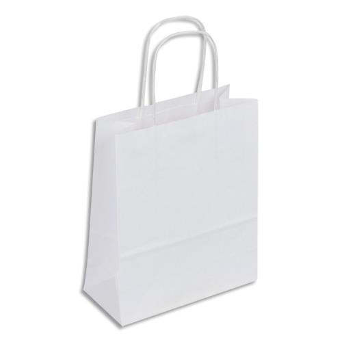 [459481] Lot 50 sac en papier kraft brun 100 g/m². Poignées torsadées. Dimension 32x44cm. Soufflet latéral 12 cm