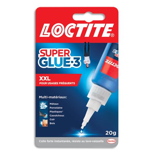 [459545] LOCTITE Colle SUPERGLUE-3 XXL. Formule transparente au sechage. Bouteille grand format de 20 grammes