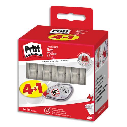 [459547] PRITT Pack de 4+1 gratuit rollers de correction COMPACT FLEX ROLLER 4.2 mm x 10m