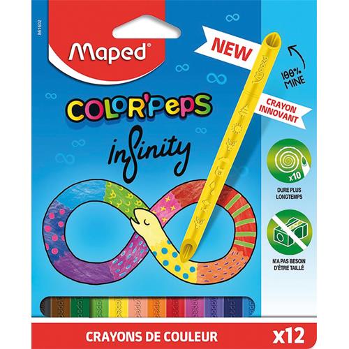 [459559] MAPED Pochette de 12 crayons de couleur INFINITY - Inovant - Triangulaire - Set de 12 couleurs assorties