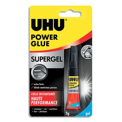 [459592] UHU Colle super gel en tube de 3 gr. Répare et colle fortement et rapidement. Pour les surfaces poreuses