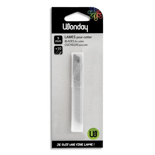 [459775] WONDAY Etui de 10 lames prédécoupées de 9 mm pour cutter de précision. Lames en acier inox trempé
