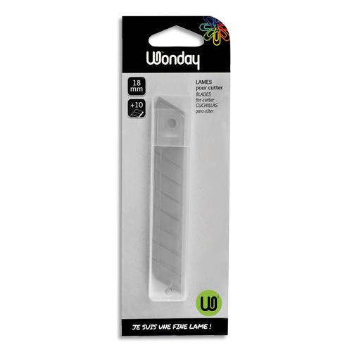 [459776] WONDAY Etui de 10 lames prédécoupées de 18 mm pour cutter de précision. Lames en acier inox trempé