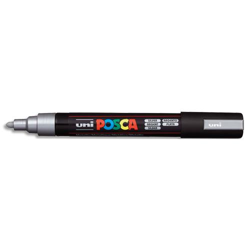 [602121] POSCA Marqueur peinture. Pointe moyenne de 1,8 à 2,5mm (PC5M). Couleur argent