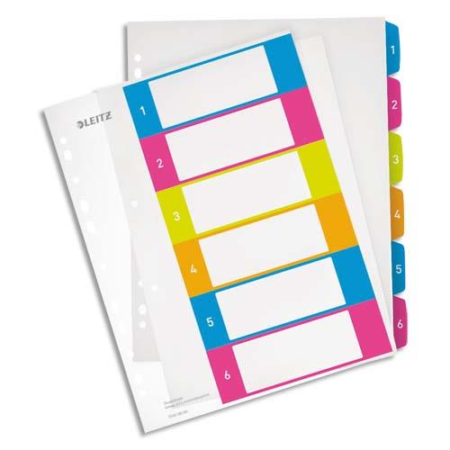 [223778] LEITZ Intercalaires imprimables WOW, 6 touches, A4+, PP, multicolore